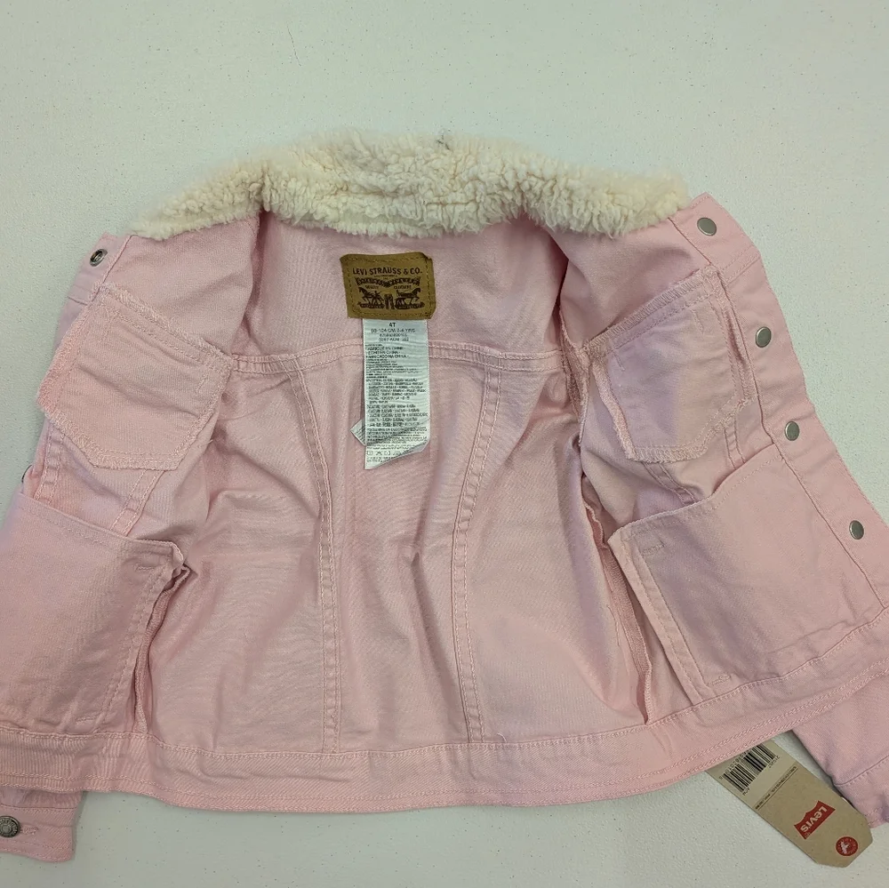 Levi's Pink Denim Jacket with Cream Sherpa Collar